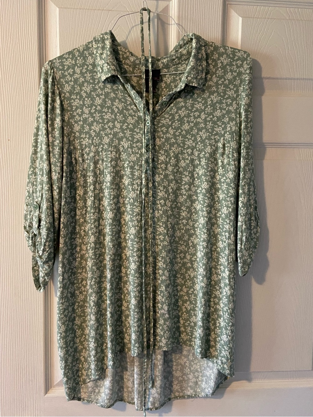 Motherhood Sage Green Floral Button-Front Top